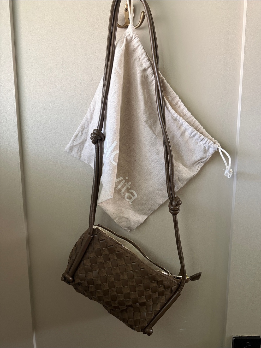 b.o.c. Brown Woven Leather Crossbody Bag